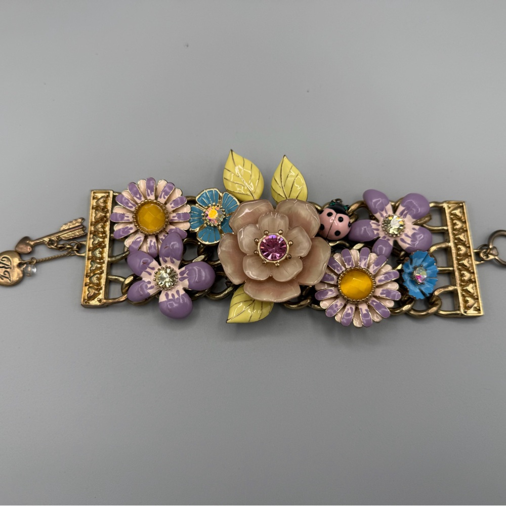 Discontiued Betsey Johnson Secret Garden Glass Enamel Bracelet